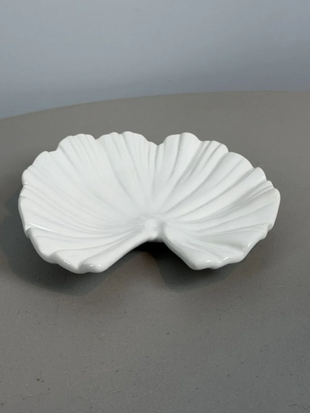 Ambiance Collections White Ceramic Ginkgo Leaf Plate Trinket Dish 8.5”